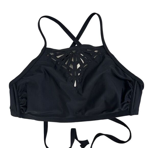 Xhilaration Caged Padded Bralette Bikini Top Black Size D/DD - Picture 1 of 4